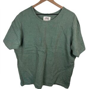 Flax By Jeanne Engelhart Women’s 100% Linen Blouse Size S Green Lagenlook Spring